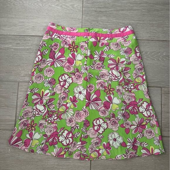 SLB Spring Floral Silk Skirt with Zipper and Tie size M - Picture 4 of 6